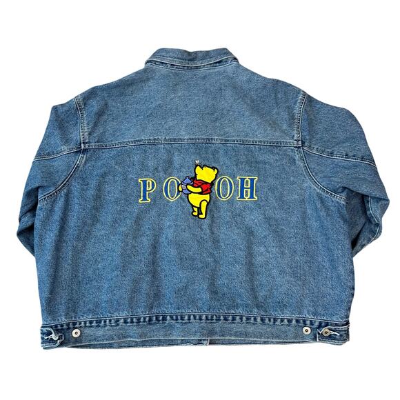 Vintage 90's Winnie The Pooh Embroidered Denim Button Front Jacket (Sz 2XL ) - Picture 1 of 8